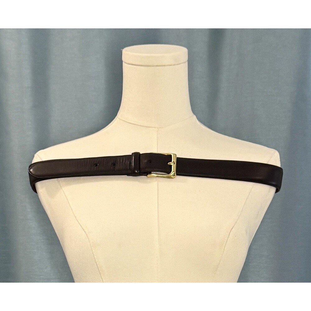 Vintage Coach Brown Tan Leather Belt Solid Brass Buckle USA Size 36 90cm READ!